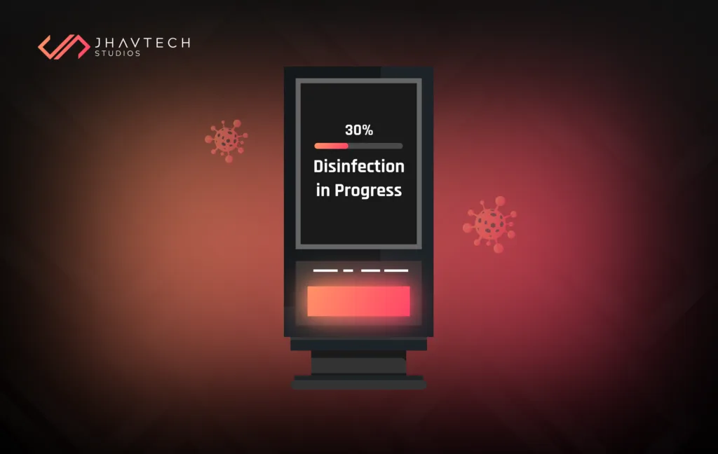 Temperature screening kiosk at a workplace entrance