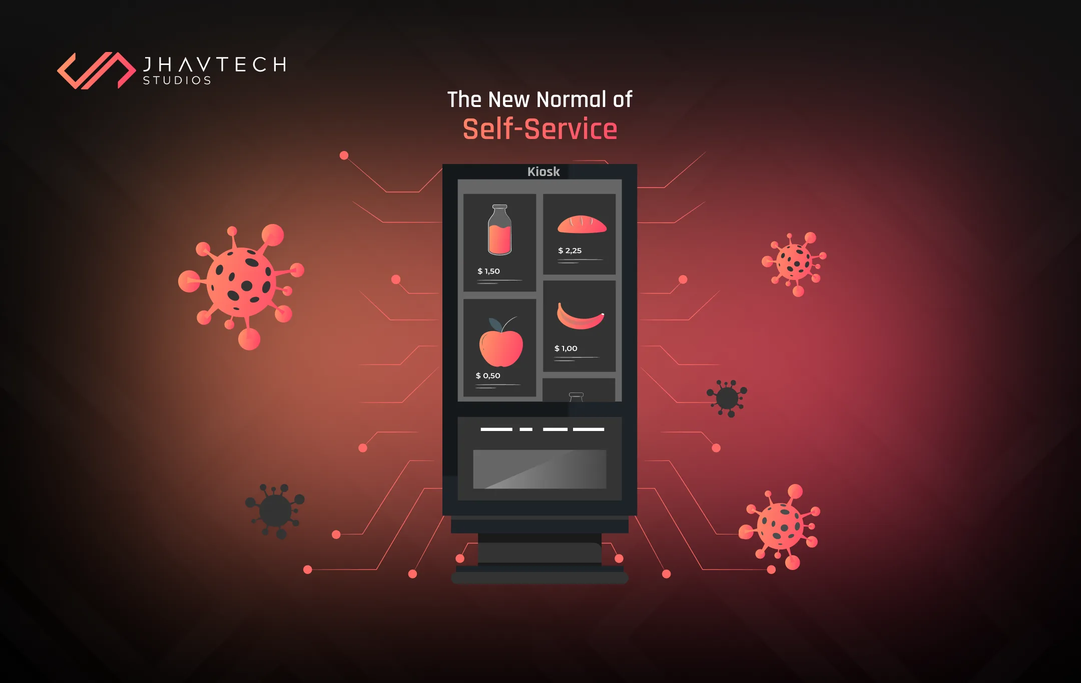 User interacting with a touchless self-service kiosk in a retail setting