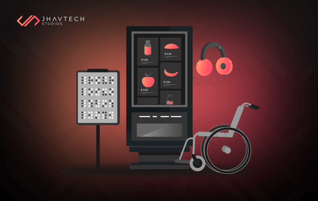 Close-up of an accessible touch screen with voice-over assistance
