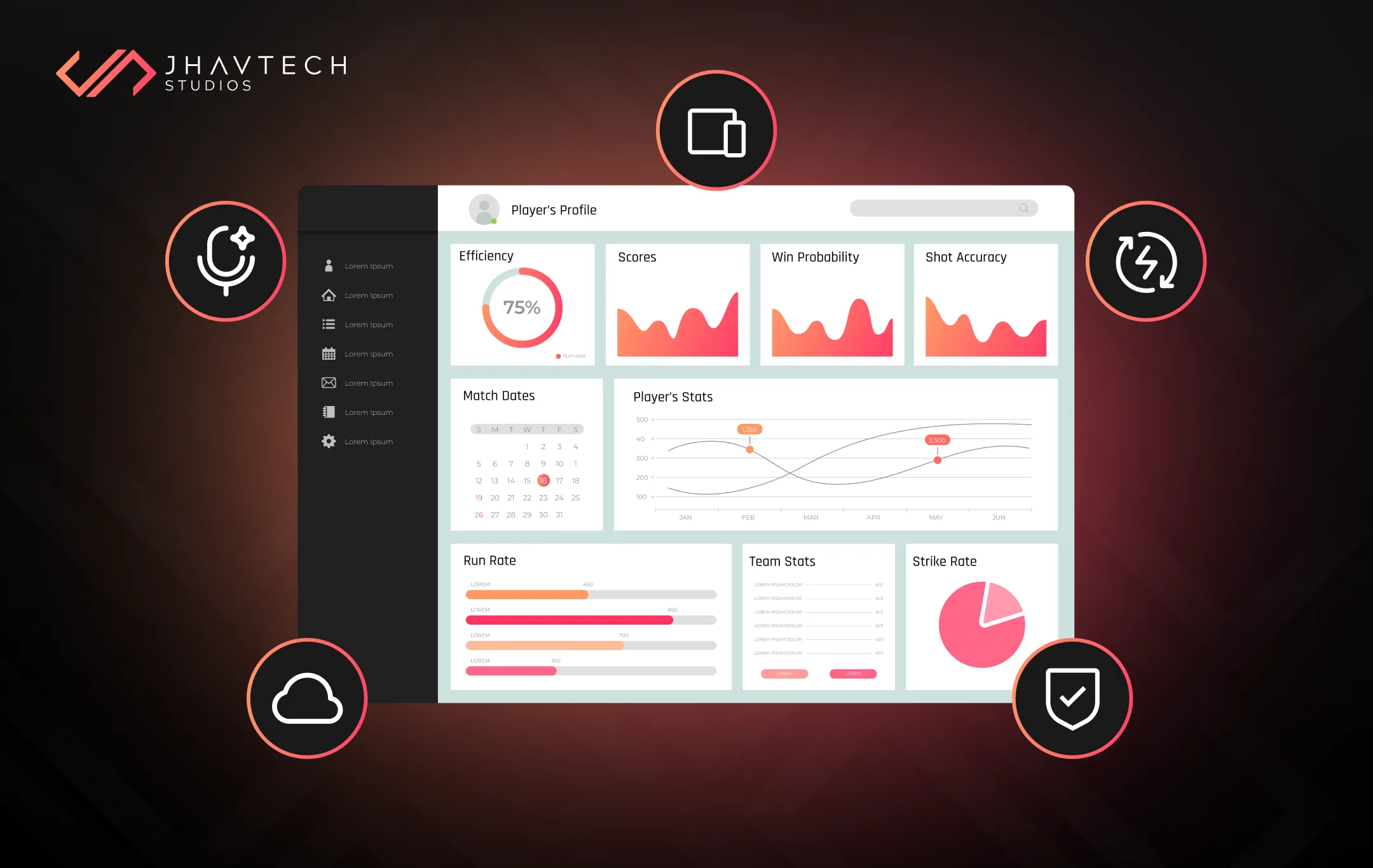 Sports analytics dashboard UI