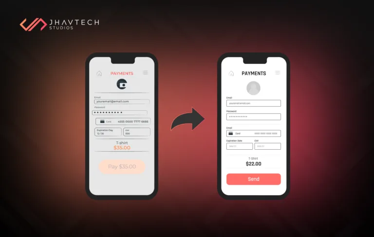 Mobile app payment screen before and after UI/UX redesign