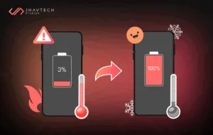 Before and after of Android battery, overheating at 3% to cool 100% after performance fixes
