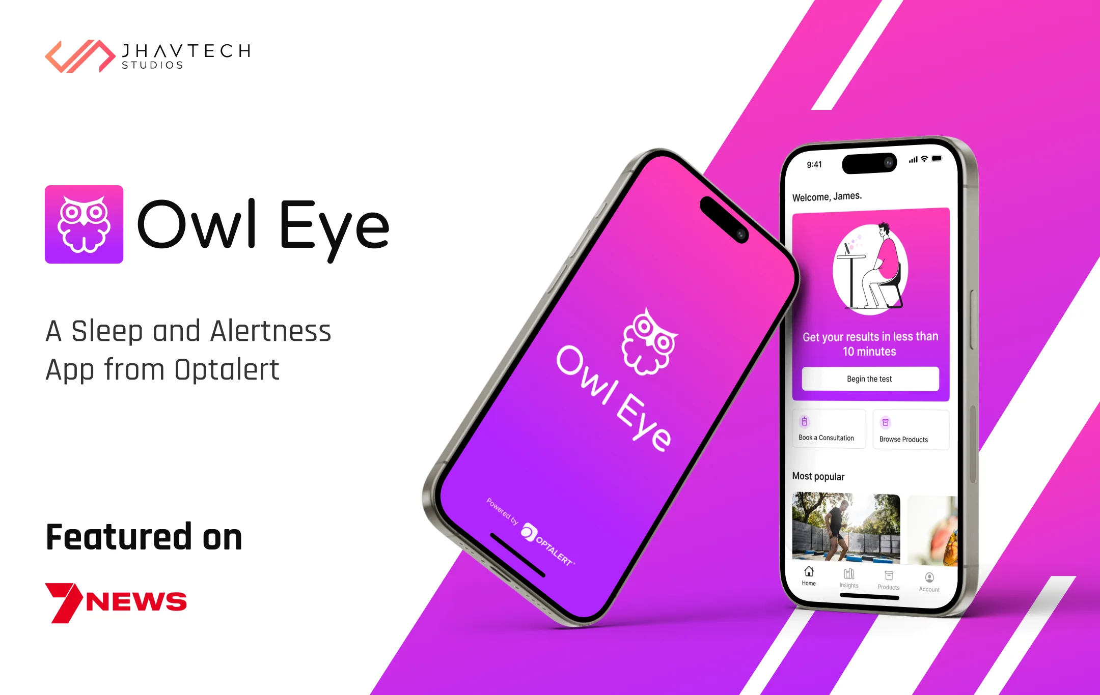 Owl Eye app from Optalert, featured on 7News for real-time sleep and alertness tracking