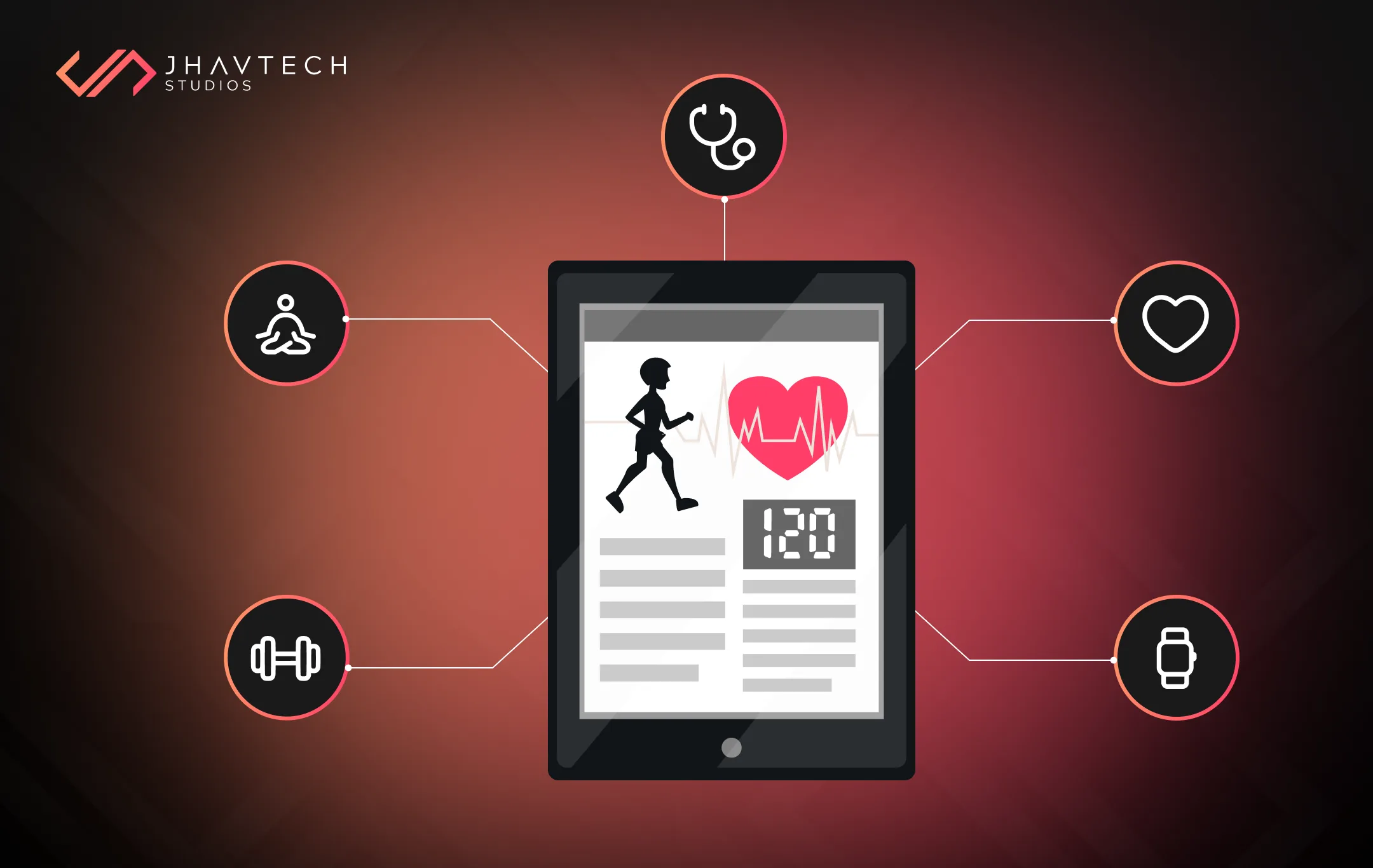 Health app interface showing fitness and wellness tracking icons