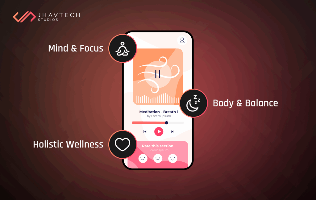 Meditation and wellness app UI