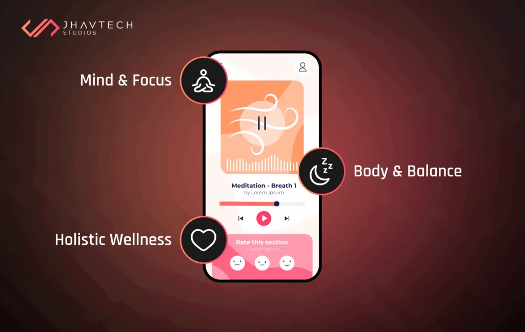Meditation and wellness app UI