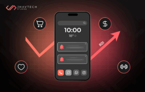 Mobile app ROI growth with icons