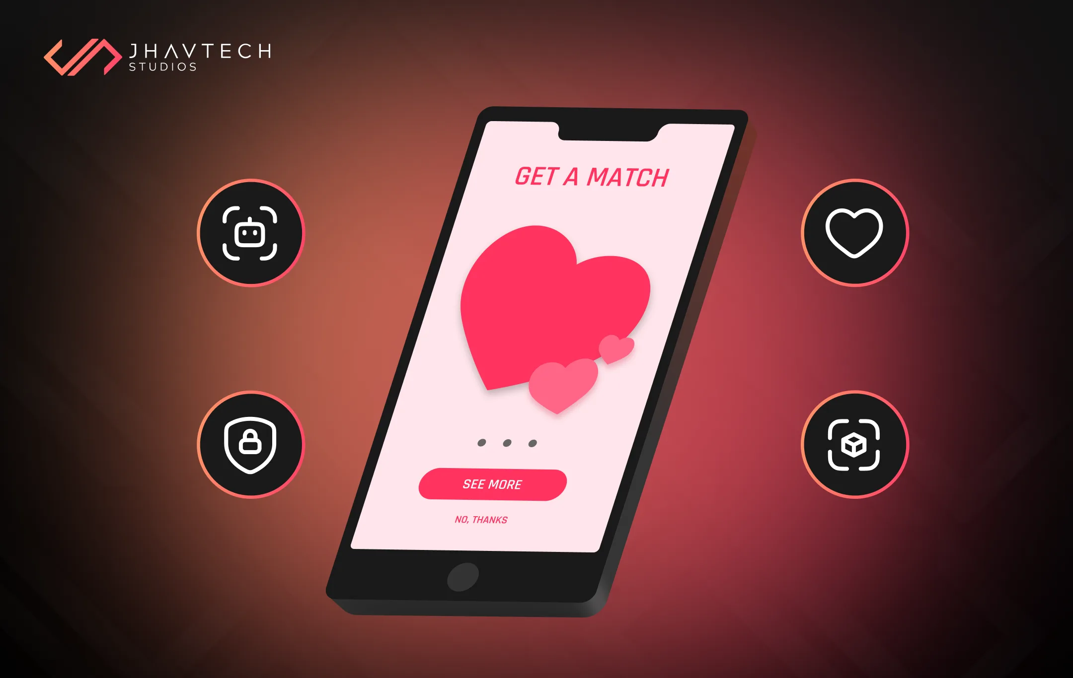 Mobile dating app interface with icons