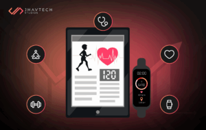 Smartwatch and tablet showing fitness data