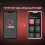 App error screen vs. functional fitness app screen