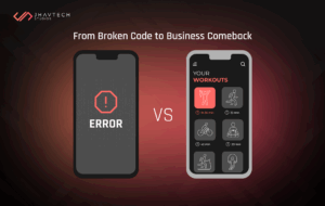 App error screen vs. functional fitness app screen