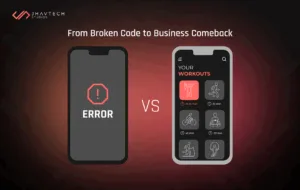 App error screen vs. functional fitness app screen
