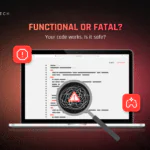 Code security review shown on laptop screen