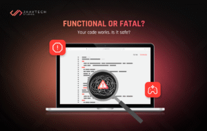 Code security review shown on laptop screen