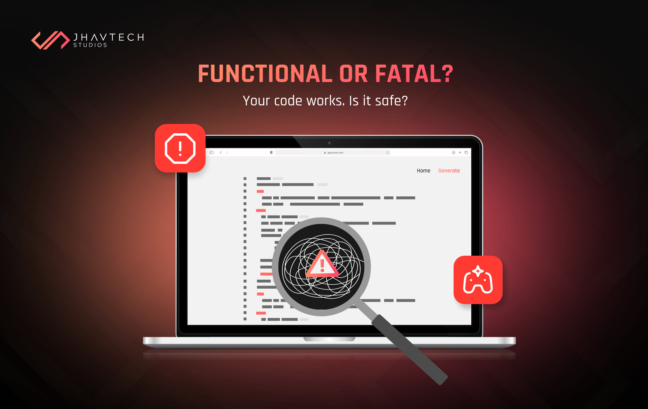 Code security review shown on laptop screen