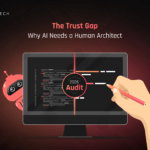 Human reviewing AI-generated code on screen