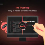 Human reviewing AI-generated code on screen
