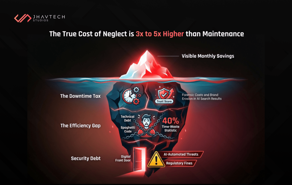 Hidden costs of skipping software maintenance iceberg