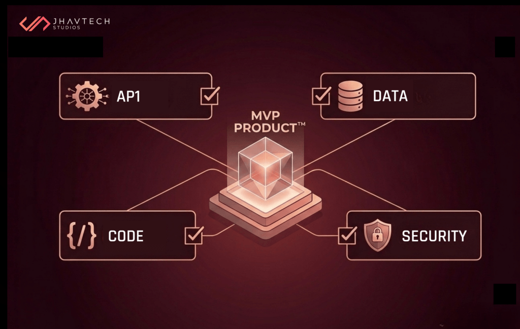 Scalable MVP architecture with API, data, code, & security layers