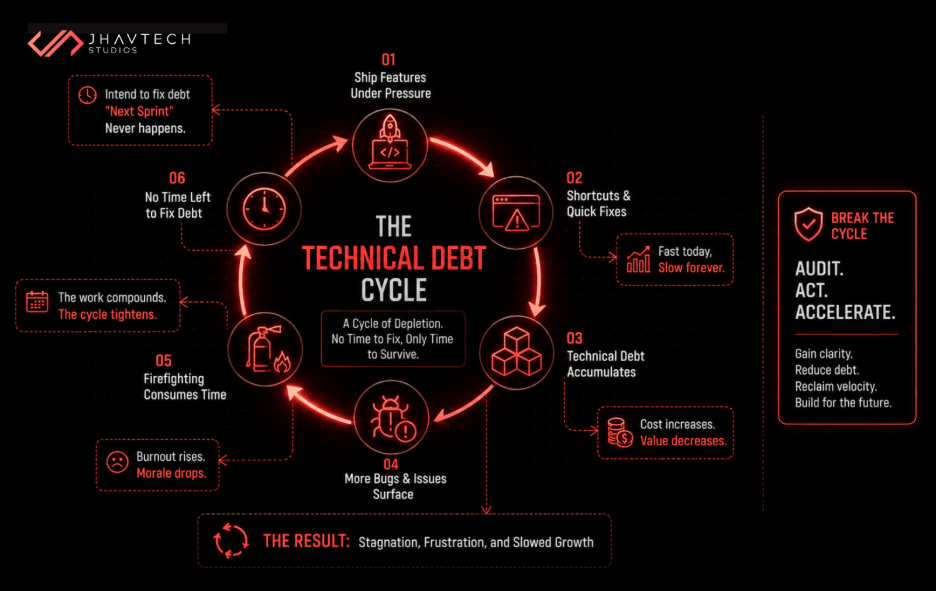 Technical debt cycle reducing growth and velocity